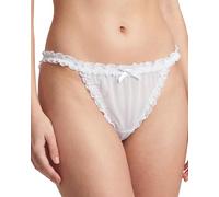 Satini Transparente Encaje con Volantes el marica Tanga Bragas Calzoncillos Bragas Panties satinados Ropa Interior (Blanco, L)