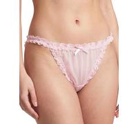 Satini Transparente Encaje con Volantes el marica Tanga Bragas Calzoncillos Bragas Panties satinados Ropa Interior (Rosa bebé, M)