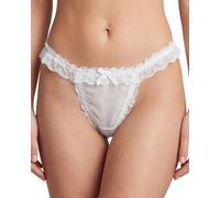 Satini Transparente Encaje con Volantes el marica Tanga Bragas Calzoncillos Bragas Panties satinados Ropa Interior (Blanco, M)