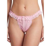 Satini Transparente Encaje con Volantes el marica Tanga Bragas Calzoncillos Bragas Panties satinados Ropa Interior (Rosa bebé, XL)