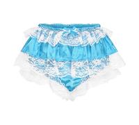 Satini Volantes Bragas el marica con Volantes Bragas de Corte francés Calzoncillos Lencería Sedoso Satén Ropa Interior Panties satinados (Turquesa, M)