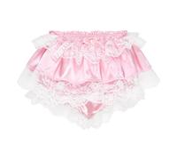 Satini Volantes Bragas el marica con Volantes Bragas de Corte francés Calzoncillos Lencería Sedoso Satén Ropa Interior Panties satinados (Rosa bebé, XL)