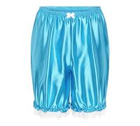 Satini Volantes Bragas el marica con Volantes Lolita Bombachos Pantalones Cortos Sedoso Satén Pantalones de Calabaza (Turquesa, XL)