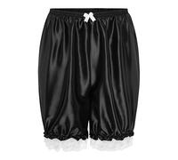 Satini Volantes Bragas el marica con Volantes Lolita Bombachos Pantalones Cortos Sedoso Satén Pantalones de Calabaza (Negro, M)