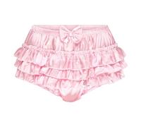 Satini Volantes el marica con Volantes Bragas de Corte francés Calzoncillos Lencería Sedoso Satén Ropa Interior Panties satinados (Rosa bebé, XL)