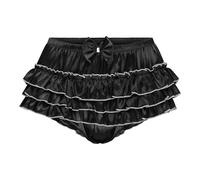 Satini Volantes el marica con Volantes Bragas de Corte francés Calzoncillos Lencería Sedoso Satén Ropa Interior Panties satinados (Negro, L)