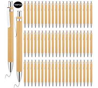 SATINIOR 150 bolígrafos de bambú retráctiles de madera de bambú de tinta negra de 1 mm, bolígrafos sostenibles de madera para hombres y mujeres, empleados, escritura, diario, hogar, oficina, escuela