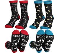 SATINIOR 2 Pares de Calcetines If You Can Read This Bring Me Some Wine Regalos de Calcetines Novedosos Unisex (Bonito)