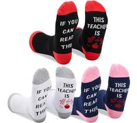 SATINIOR 3 Pares Calcetines Divertidos de Profesores If You Can Read This Teacher Is off Duty Regalo Graduación, 3 Colores