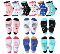 SATINIOR 3 Pares Calcetines Divertidos Novedosos de Algodón para Profesora Enfermera Día de la Enfermera Graduación 36-43 (FR/ES, Números, 36, Regular, Regular, 6, Multicolor)