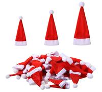 SATINIOR 48 mini sombreros de Papá Noel de 7 pulgadas, 4.8 pulgadas, 2.8 pulgadas, mini sombrero de Navidad, sombrero de piruleta de Navidad para manualidades, botella de vino, caramelo, muñeca,