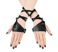 SATINIOR Guantes Punk de Cuero PU Negro Mitones sin Dedos de Media Palma para Halloween Mardi Gras