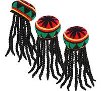SATINIOR Paquete de 3 sombreros rasta con rastas negras para peluca Rasta para accesorio de disfraz
