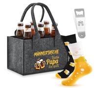 SATINIOR Regalos de Cerveza para Papá Día del Padre 24 x 15 x 15 cm Bolso de Mano para Hombre en Fieltro Extra Grueso con 6 Compartimentos y Calcetines Divertidos Abrebotellas para Cumpleaños