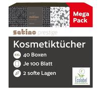 Satino Toallitas cosméticas - 40 cajas - 100 toallitas por caja - 2 capas - Supersoft - Fabricado en Alemania - Paquete grande de 40 cajas