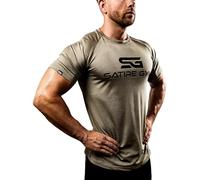 Satire Gym - Camiseta Ajustada Fitness Hombres/Ropa Deportiva de Secado rápido Hombre - Apta como Camiseta de Culturismo y Camiseta de Gimnasio Entrenamientos (Color Caqui Moteado, S)