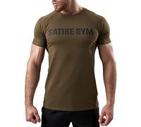 Satire Gym - Camiseta de Fitness de algodón para Hombre, Ajustada y de Secado rápido, Ropa Deportiva para Hombre - Camiseta Deportiva para Hombre como Camiseta de Fitness (Caqui, S)