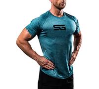 Satire Gym - Camiseta de fitness para hombre - Ropa deportiva funcional - Adecuado para entrenamiento - Corte ajustado, multicolor/fantasía, XL