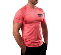 Satire Gym - Camiseta de fitness para hombre - Ropa deportiva funcional - Adecuado para entrenamiento - Corte ajustado, Hombre, rojo mezcla, M