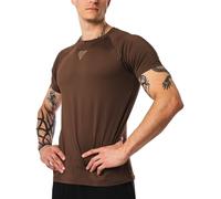 Satire Gym Camiseta de fitness para hombre, transpirable, camiseta deportiva de manga corta, camiseta de entrenamiento, camiseta de culturismo, secado rápido, corte atlético, ropa deportiva para