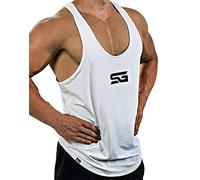 Satire Gym - Camiseta de Tirantes para Fitness de Hombre/Ropa Funcional de Secado rápido para Hombres - Camiseta de Tirantes para Hombres, Apta para Culturismo y Entrenamiento. (Blanco, L)