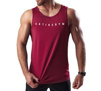 Satire Gym® - Camiseta deportiva para hombre sin mangas para hombre - Camiseta deportiva funcional y de secado rápido para hombre - Camiseta de fitness para gimnasio, rojo, L