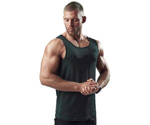Satire Gym® - Camiseta sin mangas para hombre - Camiseta sin mangas y transpirable para hombre - Camiseta de fitness para hombre de secado rápido como camiseta de gimnasio, verde oscuro, M