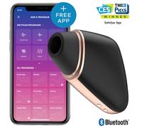 SATISFACYER - ESTIMULADOR DE PULSO DE AIRE TRIÁNGULO AMOR y VIBRADOR NEGRO