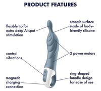 Satisfyer A-Mazing 2 Vibrador Punto A Gris - Vibrador Recargable Resistente al Agua Con Diseño Ergonómico