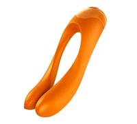 Satisfyer Vibrador de dedo Candy Cane – Recargable, IPX7, Silicona – Naranja