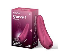 Satisfyer Succionador de clítoris Curvy 1+, ondas de presión, silencioso y fuerte, Rojo rosado 1ud