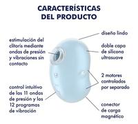 Satisfyer Cutie Ghost Vibrador Lay-On Azul Claro - Estimulador Recargable Con Diseño Compacto Y Función De Ondas De Presión
