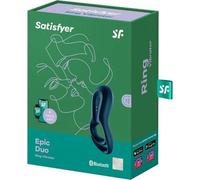 Satisfyer Anillo vibrador Epic Duo – Bluetooth y App, silicona, IPX7 – Azul