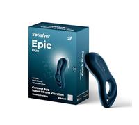 Satisfyer Anillo vibrador Epic Duo – Bluetooth y App, silicona, IPX7 – Azul