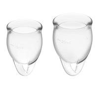 Satisfyer Feel Confident copa menstrual 2 piezas | Copas menstruales reutilizables y sostenibles, 15 y 20 ml | Limpieza fácil y cómoda | Protección duradera silicona médica: Blanco