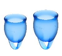 SATISFYER - FEEL CONFIDENT KIT COPA MENSTRUAL TRANSPARENTE 15 + 20 ML - AZUL