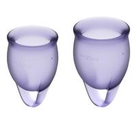 Satisfyer Feel Confident copa menstrual 2 piezas | Copas menstruales reutilizables y sostenibles, 15 y 20 ml | Limpieza fácil y cómoda | Protección duradera silicona médica: lila