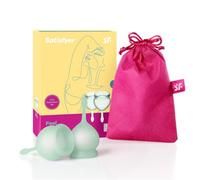 Satisfyer Feel Good copa menstrual 2 piezas | Copas menstruales reutilizables y sostenibles, 15 y 20 ml | Fáciles de limpiar y cómodas | Silicona médica de protección duradera: Verde claro