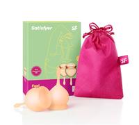 Satisfyer Feel Good copa menstrual 2 piezas | Copas menstruales reutilizables y sostenibles, 15 y 20 ml | Limpieza fácil y cómoda | Protección duradera silicona médica: Naranja