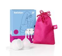 Satisfyer Feel Good copa menstrual 2 piezas | Copas menstruales reutilizables y sostenibles, 15 y 20 ml | Fáciles de limpiar y cómodas | Silicona médica de protección duradera: Transparente