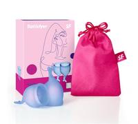 Satisfyer Feel Secure copa menstrual 2 piezas | Copas menstruales reutilizables y sostenibles, 15 y 20 ml | Fácil de limpiar y cómoda | Protección duradera silicona médica: Azul