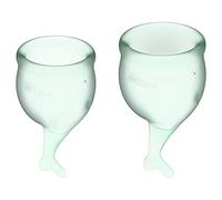 Satisfyer Feel Secure copa menstrual 2 piezas | Copas menstruales reutilizables y sostenibles, 15 y 20 ml | Fáciles de limpiar y cómodas | Silicona médica de protección duradera: Verde claro