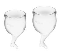 Satisfyer Feel Secure copa menstrual 2 piezas | Copas menstruales reutilizables y sostenibles, 15 y 20 ml | Fácil limpieza y cómodas | Protección duradera silicona médica: Transparente