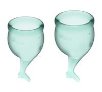 Satisfyer Feel Secure copa menstrual 2 piezas | Copas menstruales reutilizables y sostenibles, 15 y 20 ml | Fáciles de limpiar y cómodas | Protección duradera silicona médica: Menta