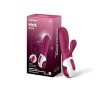 Satisfyer Vibrador Hot Bunny Connect App Punto G Bluetooth 17,5 cm, función de calor, silicona