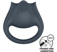 Satisfyer Partner Perfect Pair 2 - anillo para pene y vibrador de dedo 2 en 1, gris