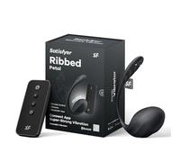 Satisfyer Ribbed Petal Connect App | 11 cm | Vibrador del punto G | Vibrador portátil con control remoto | Recargable| Resistente al agua (IPX7) | Silicona respetuosa con la piel, color:negro