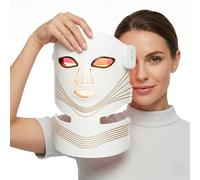 Satisjoy Máscara de terapia de luz LED con 4 modos de luz, dispositivo de belleza portátil para uso doméstico para una piel de aspecto más suave y una mejor claridad de la piel, diseño recargable