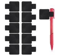 Satiskid 10 soportes para bolígrafos de piel sintética autoadhesivos, color negro, con trabilla elástica para cuadernos, tablets, calendarios, diarios y planificadores, soporte universal para