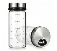 Satiskid 2 saleros de vidrio transparente de 200 ml, salero y pimentero con 4 agujeros de vertido ajustables, tapa giratoria, tarros de especias de vidrio resistentes al calor para decoración de mesa